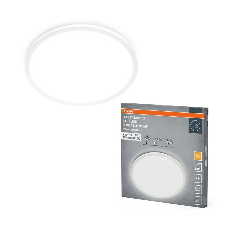 OSRAM ORBIS EASYFIX LED Backlight Deckenleuchte 42cm 22W DIM Warmweiß IP54, weiß