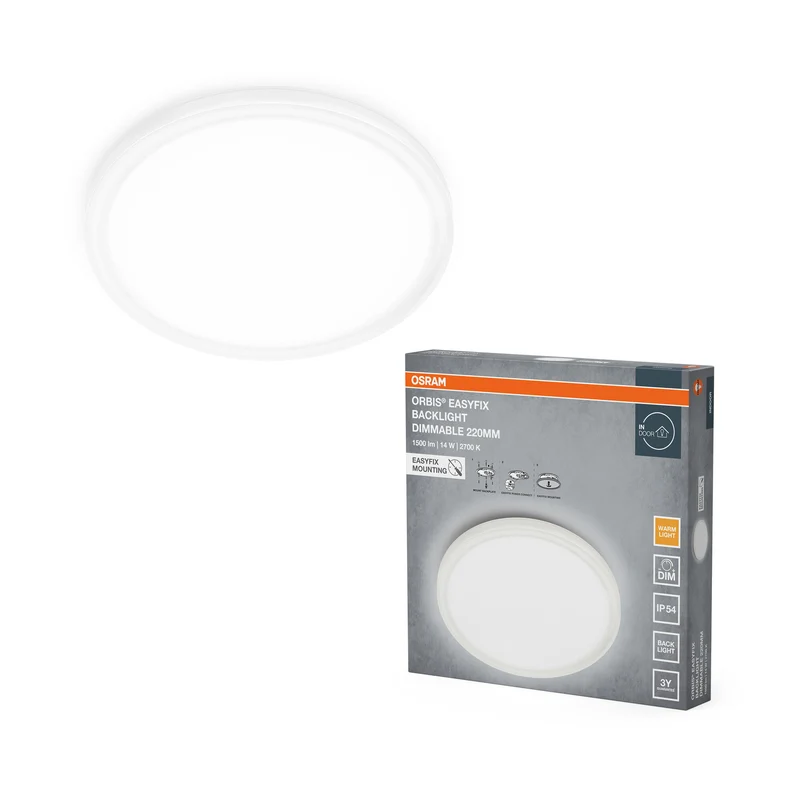 OSRAM ORBIS EASYFIX LED Backlight Deckenleuchte 22cm 14W Warmweiß DIM, weiß