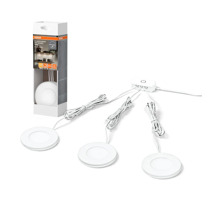 OSRAM UNDERCABINET SPOTMAGNET LED Unterbauleuchte, 75mm, 8.5W, 3000K, Warmweiß, Weiß