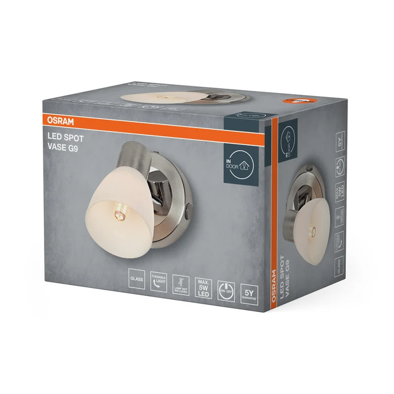OSRAM LED Spot Vase Wandleuchte 1xG9 Gebürstetes Nickel