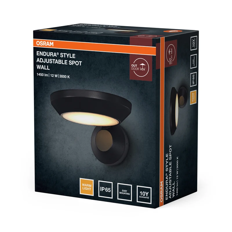 ENDURA Style Adjustable Spot IP65 Außenwandleuchte, Dark Grey, 12 W, 930 lm, 3000 K, 100° Abstrahlwinkel, 50. 000 h, IP65