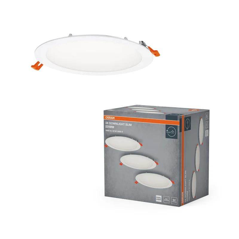 OSRAM LED Spot and Downlight Recess Slim Einbaustrahler Set 225 mm 22W Weiß ⌀200 mm