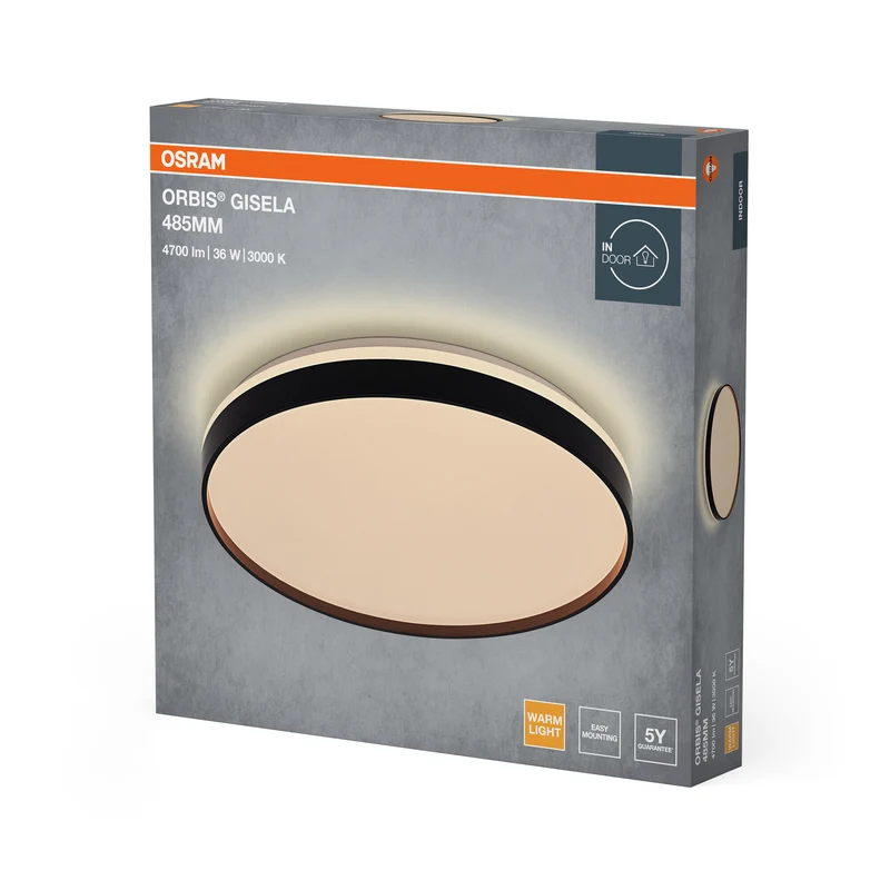 OSRAM Orbis Gisela Deckenleuchte, 485 mm, 36W, 3000K, Warmweiß, Schwarz