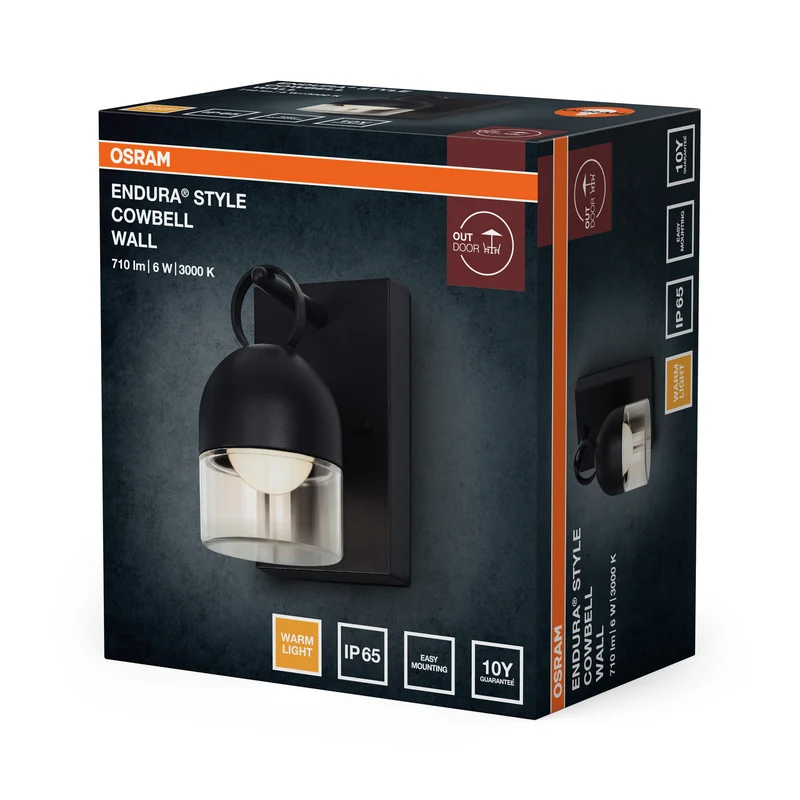OSRAM Außenwandleuchte, Dark Grey, 6 W, 450 lm, 3000 K, 110° Abstrahlwinkel, 50. 000 h Lebensdauer, IP65