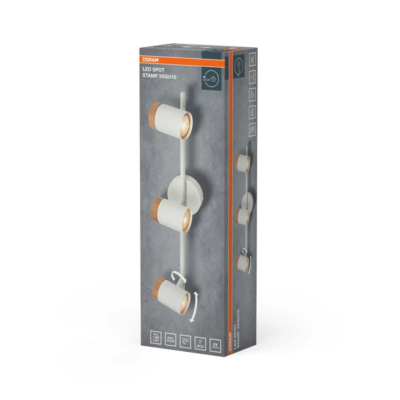 OSRAM LED Spot Stamp Deckenleuchte 3xGU10 Weiß und Holz