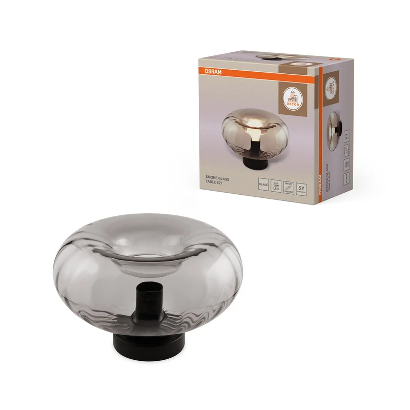 OSRAM DECOR Smoke Glass Tischleuchte E27 Schwarz