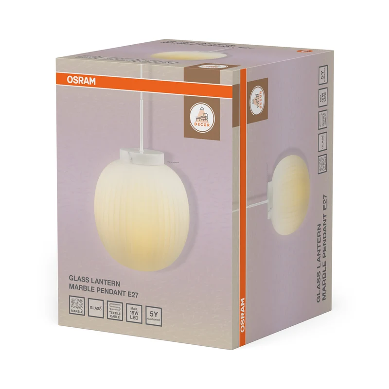 OSRAM DECOR Glass Lantern Marble Pendelleuchte E27