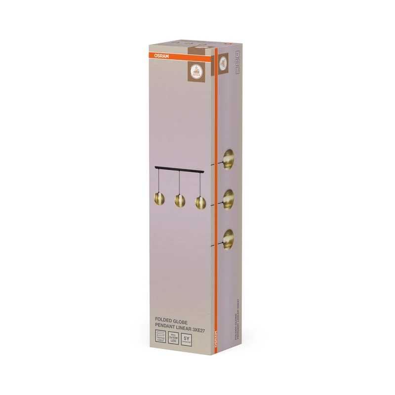 OSRAM DECOR Folded Globe Pendelleuchte Linear 3xE27 Gold