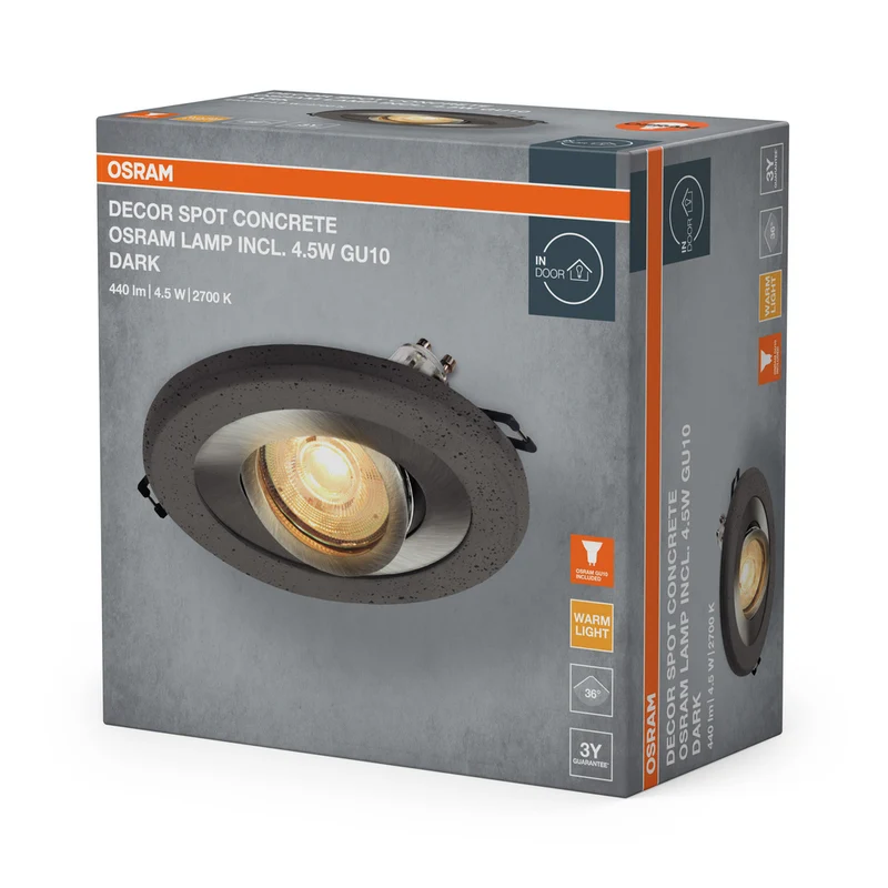 OSRAM Concrete Spot GU10 Einbaustrahler 4.5W Dark Satin-Nickel ⌀68 mm