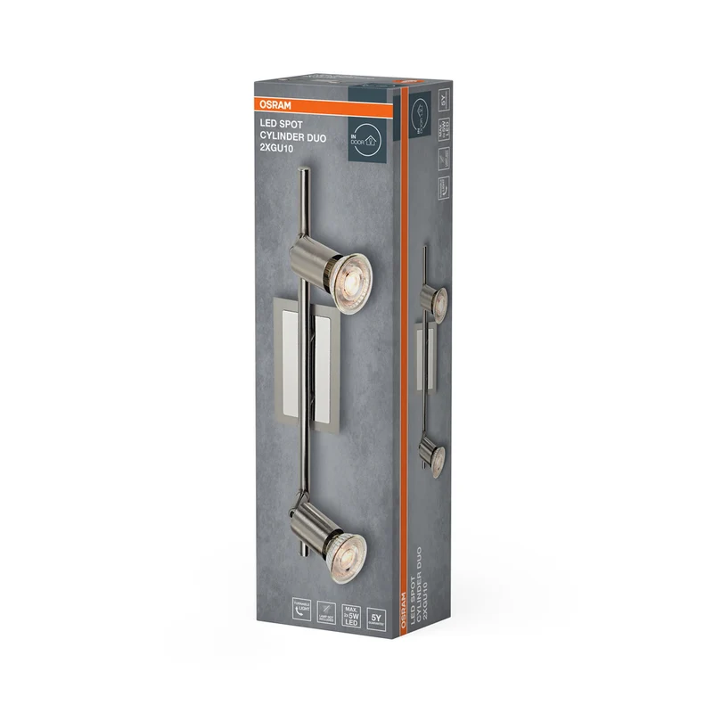 OSRAM LED Spot Cylinder Duo Deckenleuchte 2xGU10 Gebürstetes Nickel
