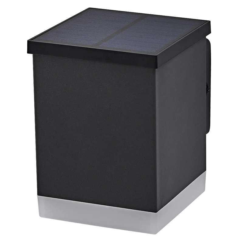 OSRAM ENDURA STYLE SOLAR WALL Außenleuchte, 0,5W, 50lm, Wandleuchte, dunkelgrau, indirekte Beleuchtung, wiederaufladbarer Akku, IP44 Schutzklasse, 3. 000K Farbtemperatur, warmweiße Lichtfarbe