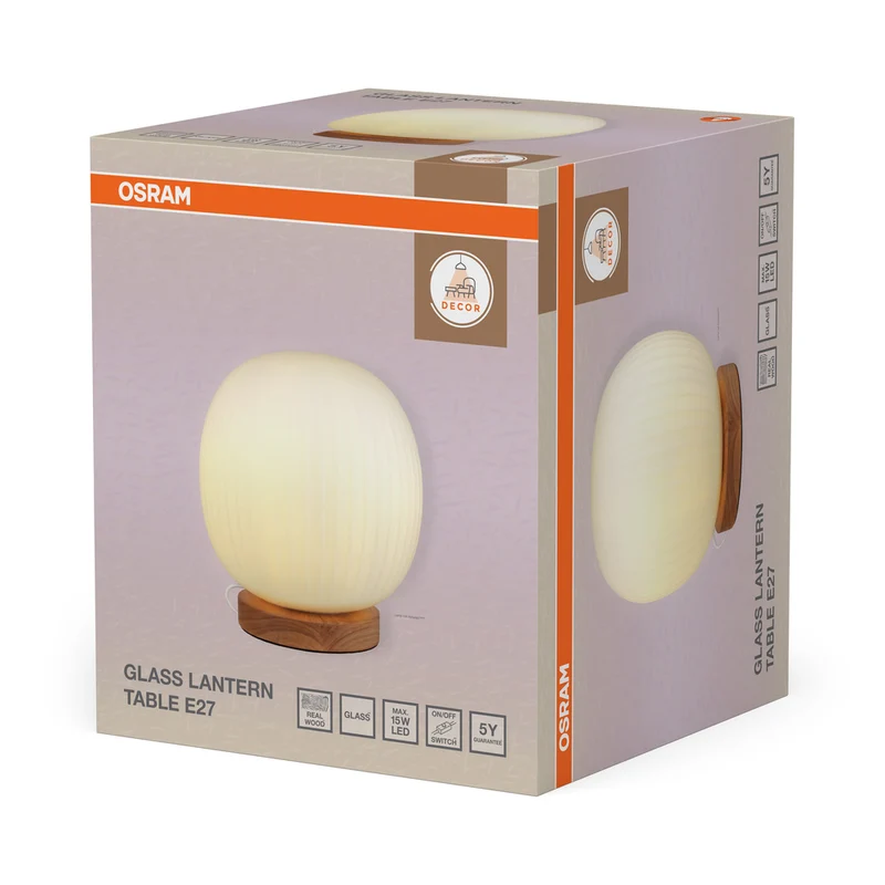 OSRAM DECOR Glass Lantern Tischleuchte E27