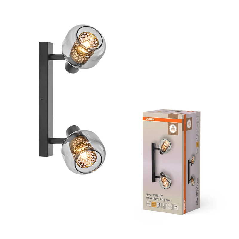 OSRAM DECOR Spot Firefly Deckenleuchte, OSRAM Lampe inklusive, schwarz, 2 x 2.8W, E14