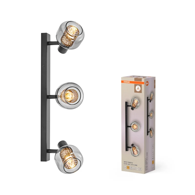 OSRAM DECOR Spot Firefly Deckenleuchte, OSRAM Lampe inklusive, schwarz, 3 x 2.8W, 750lm