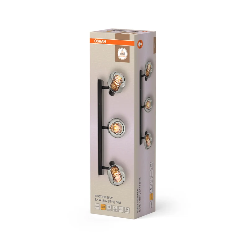 OSRAM DECOR Spot Firefly Deckenleuchte, OSRAM Lampe inklusive, schwarz, 3 x 2.8W, 750lm