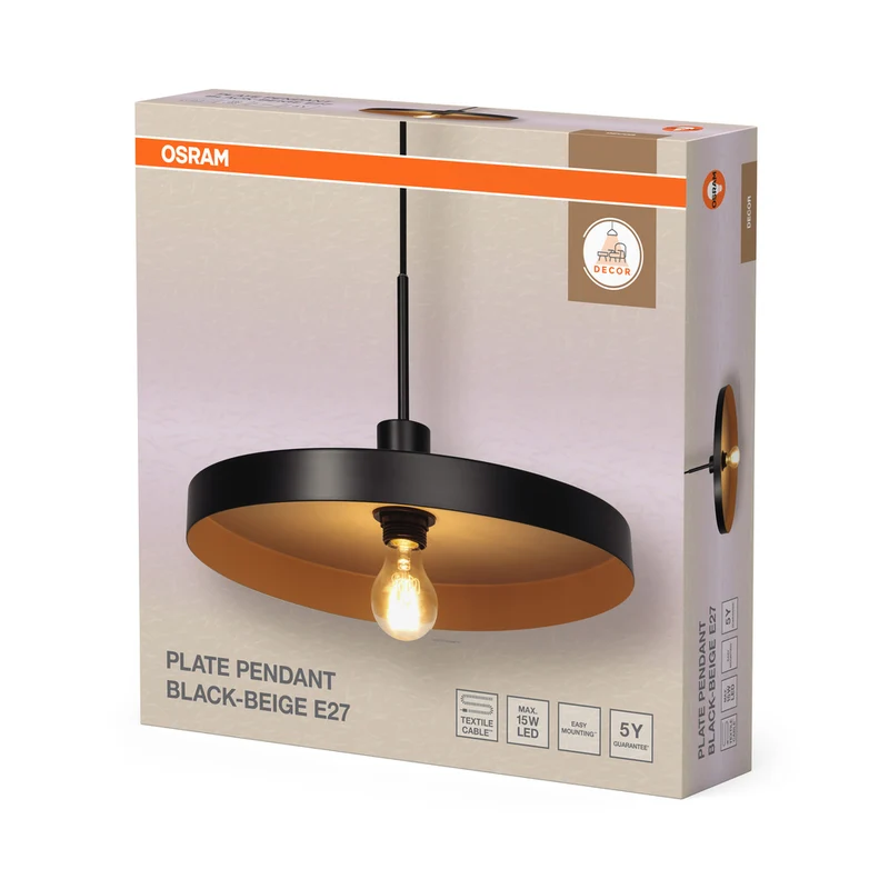 OSRAM DECOR Plate Pendant E27 Pendelleuchte Beige