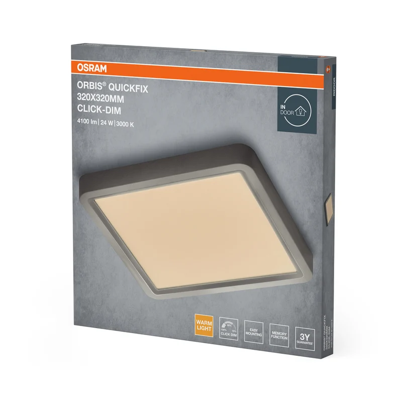OSRAM Orbis Quickfix Square Deckenleuchte 320x320 mm 24W Click-Dim Silber