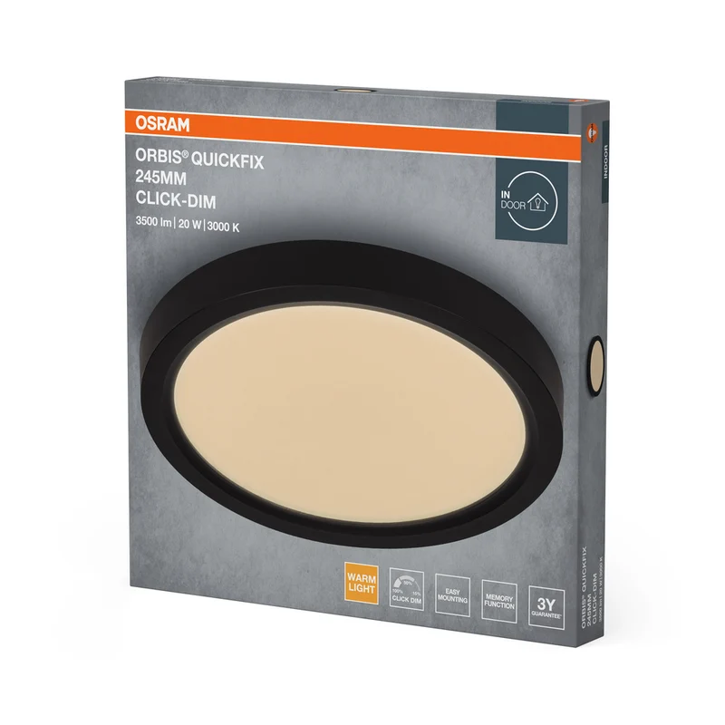 OSRAM Orbis Quickfix Round Deckenleuchte 245 mm 20W Click-Dim Schwarz