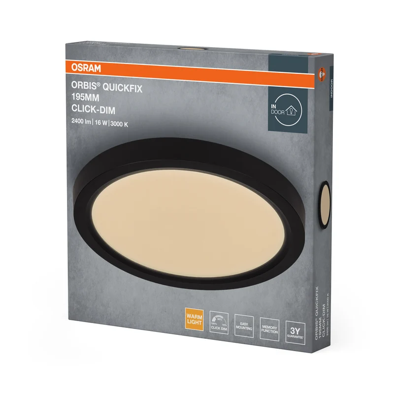 OSRAM Orbis Quickfix Round Deckenleuchte 195 mm 16W Click-Dim Schwarz