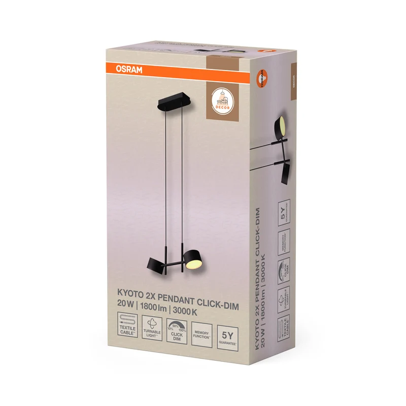 OSRAM DECOR Kyoto Double Pendelleuchte 20W 930 CLICK DIM Schwarz