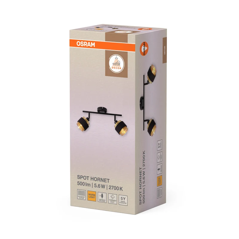 OSRAM DECOR Spot Hornet Deckenleuchte 2X2.8W, E14, 250lm, 2700K, Schwarz