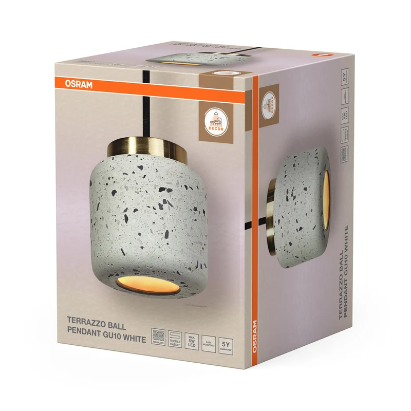 OSRAM DECOR Terazzo Ball Pendelleuchte Weiß, GU10