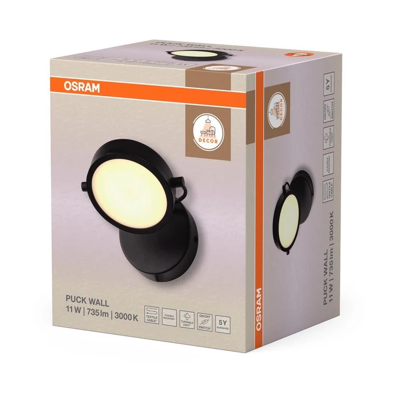 OSRAM DECOR Puck Wandleuchte 11W Schwarz