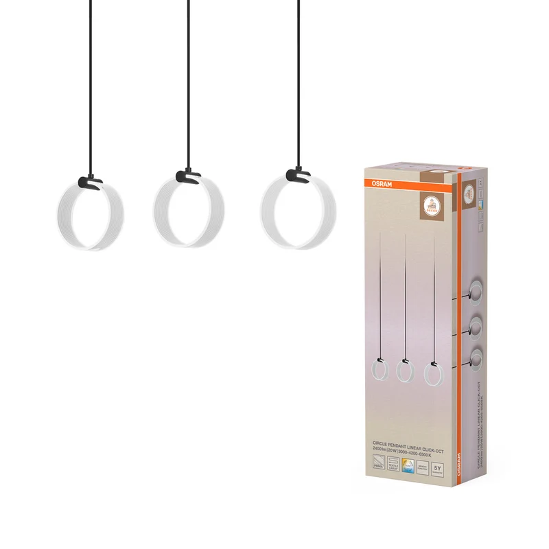 OSRAM DECOR Circle Pendelleuchte, 3 Pendel, 20W, Click CCT Black