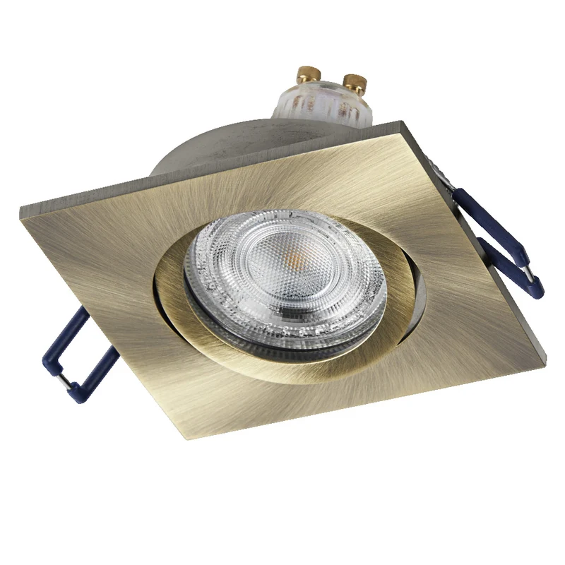 OSRAM LED Spot Recess Einbaustrahler Set GU10 schwenkbar Square Click 4.5W Grünmessing ⌀68 mm