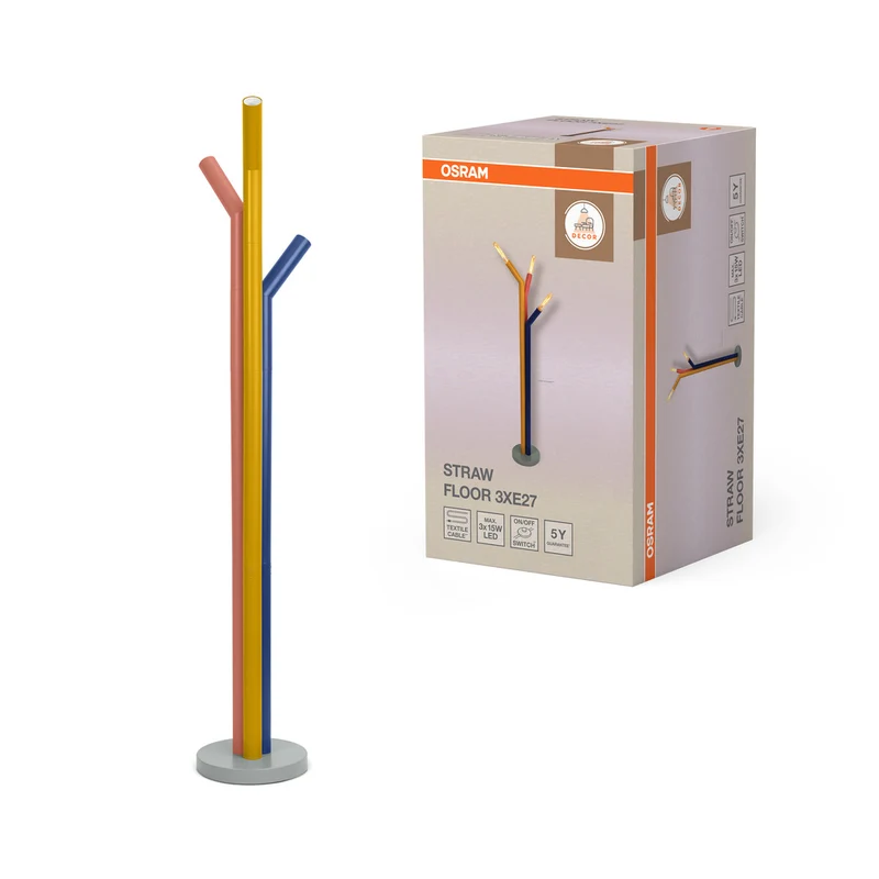 OSRAM DECOR Straw Stehleuchte, 3-flammig, E27, Multicolor