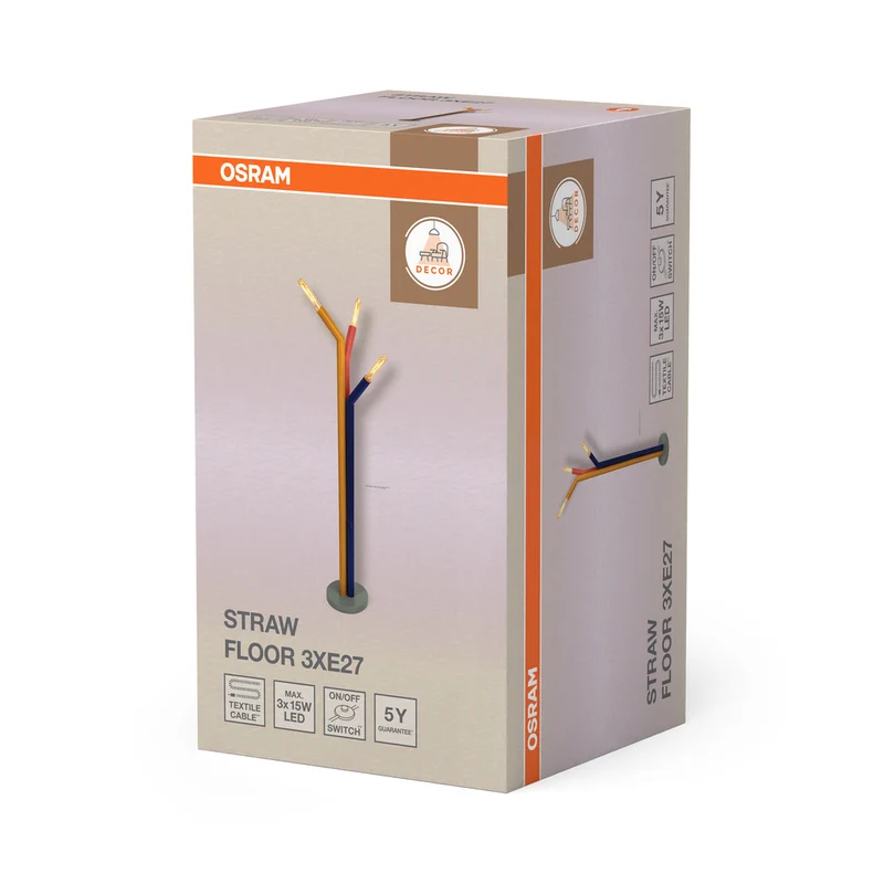 OSRAM DECOR Straw Stehleuchte, 3-flammig, E27, Multicolor