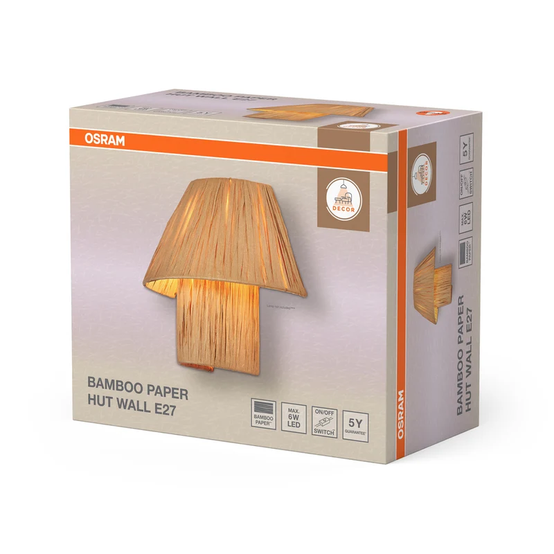 OSRAM DECOR Bamboo Paper Wandleuchte Braun, E27, 280mm