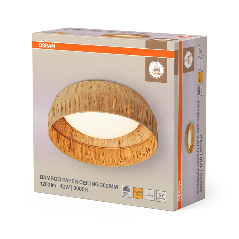 OSRAM DECOR Bamboo Paper Deckenleuchte Braun, 300mm, 12W