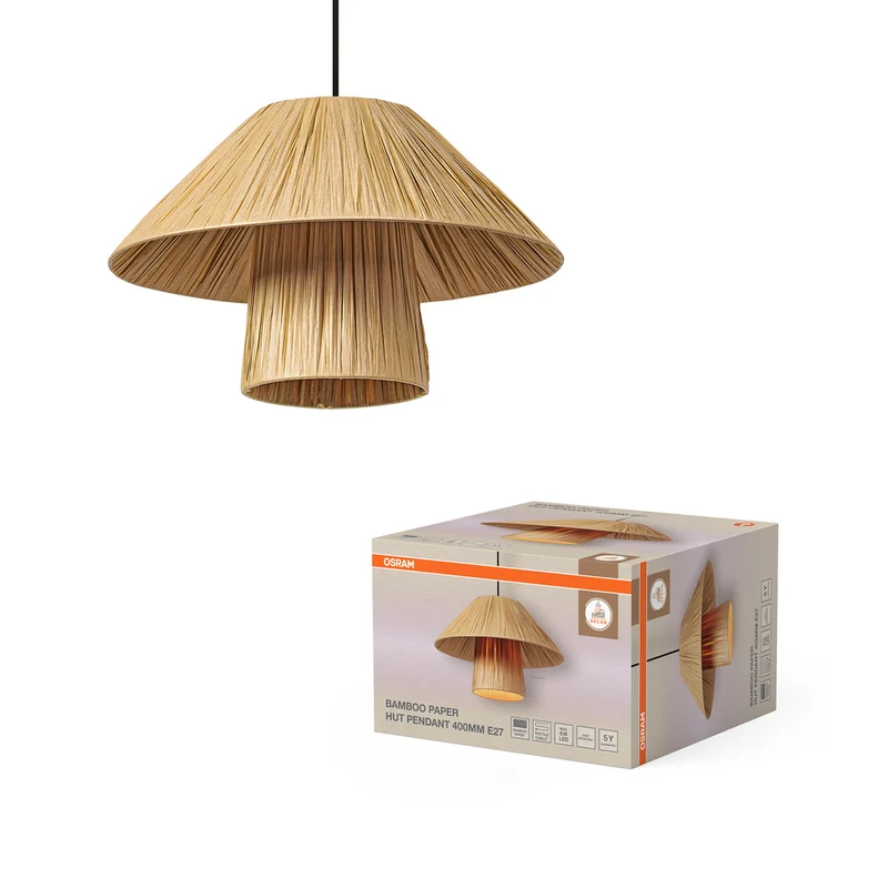 OSRAM DECOR Bamboo Paper Hut Pendant Pendelleuchte 400 E27 Brown