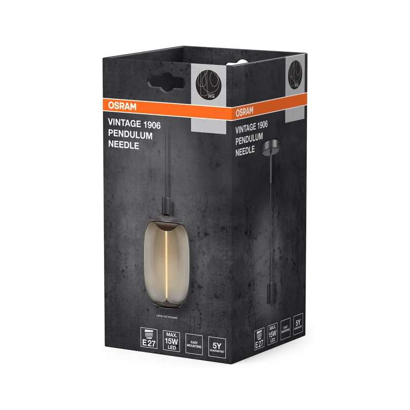 OSRAM Vintage 1906 PenduLum Needle Dark Pendelleuchte E27 Grey