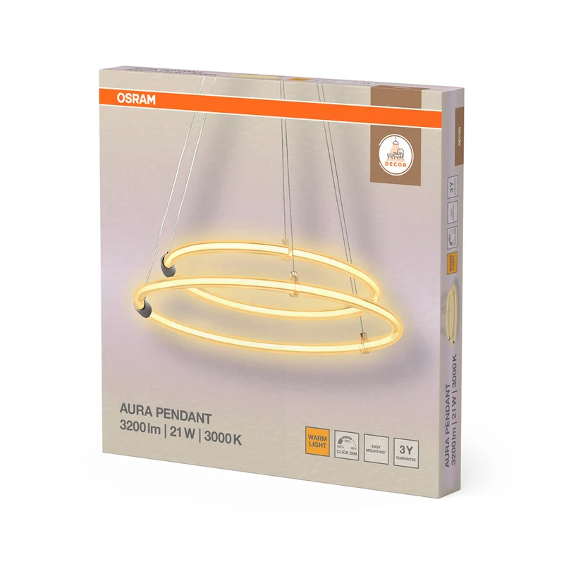 OSRAM DECOR Aura 2-teilige Pendelleuchte, 3000K, 21W, 2400lm, Click DIM