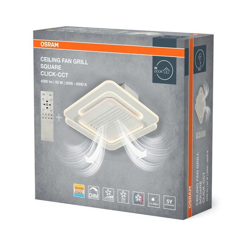 OSRAM LED Deckenventilator Square 55W CCT Weiß 3000K-6500K