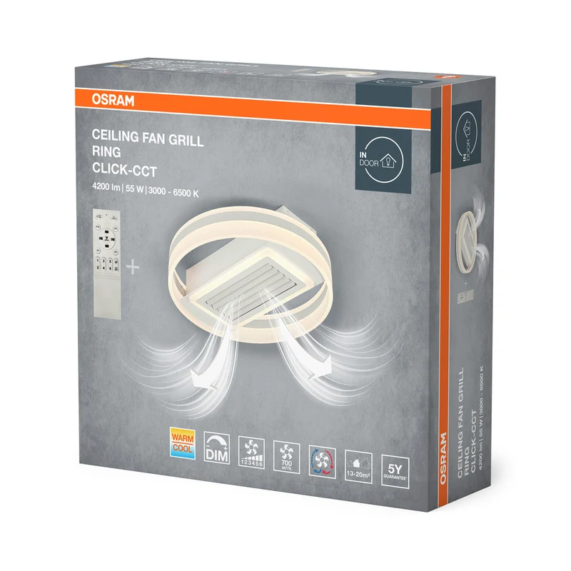 OSRAM LED Deckenventilator Ring 55W CCT Weiß 3000K-6500K