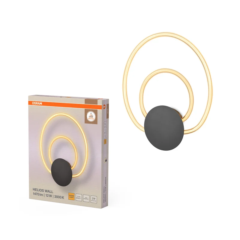 OSRAM DECOR Helios Wandleuchte, 12W, 3000K, 960 lm, Warmweiß, Click Select