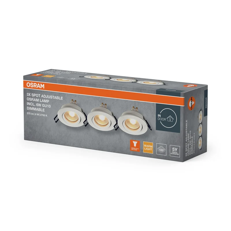 OSRAM LED Spot Recess Einbaustrahler Set GU10 IP65 4.5W Weiß ⌀68 mm