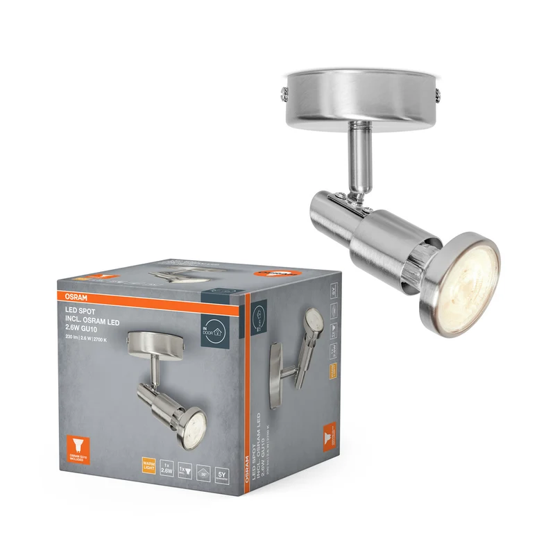 OSRAM LED SPOT BRUSHED SILVER GU10 2.6W , 230 lm, 2700 K, Warmweiß