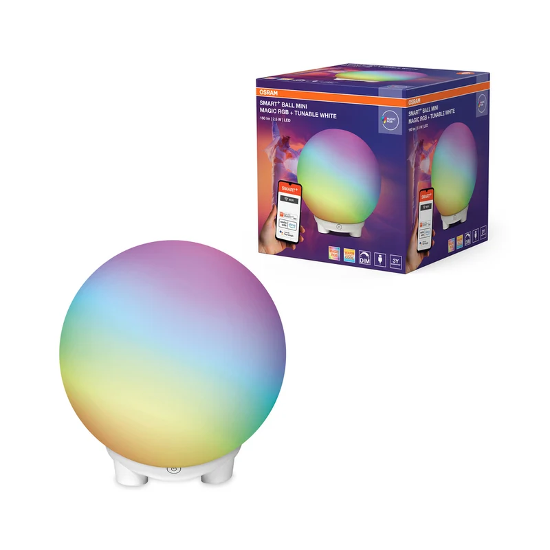 OSRAM SMART+ Wifi BALL Moodlight Tischleuchte MAGIC RGB Mini RGBW USB, 130 lm, 2200 … 6500 K, Tunable White|RGB