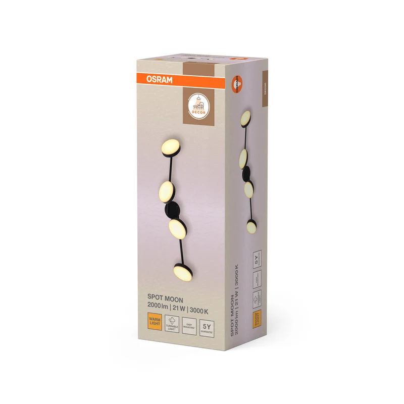 OSRAM DECOR Spot Moon Deckenleuchte schwarz, 4 Spots, 21W