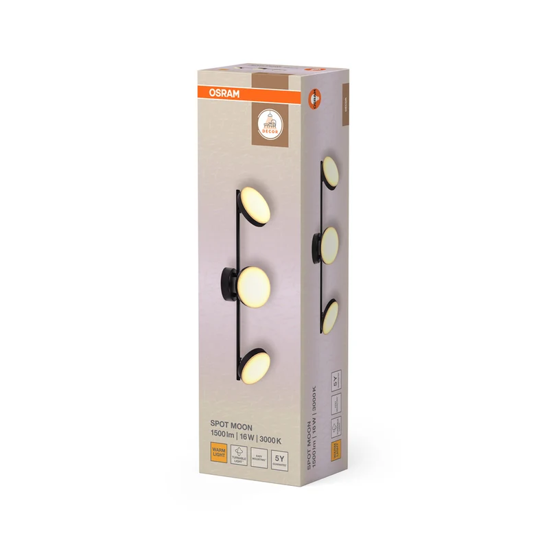 OSRAM DECOR Spot Moon Deckenleuchte schwarz, 3 Spots, 16W