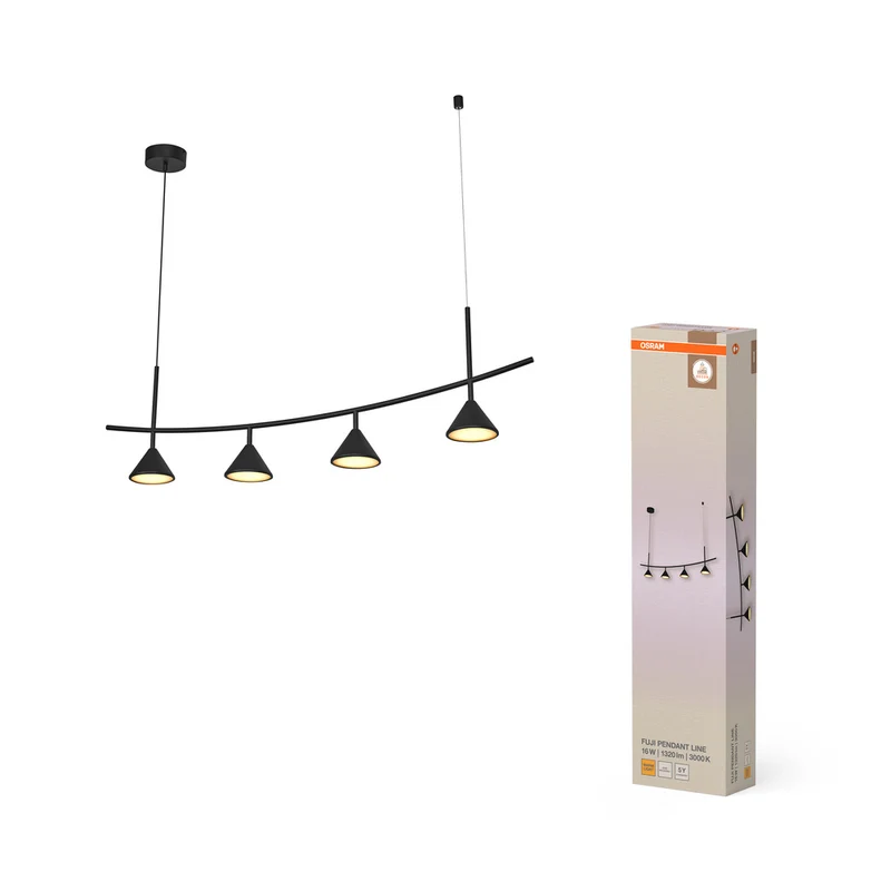 OSRAM DECOR Fuji Pendant Linear 4er Pendelleuchte 16W 930 Black
