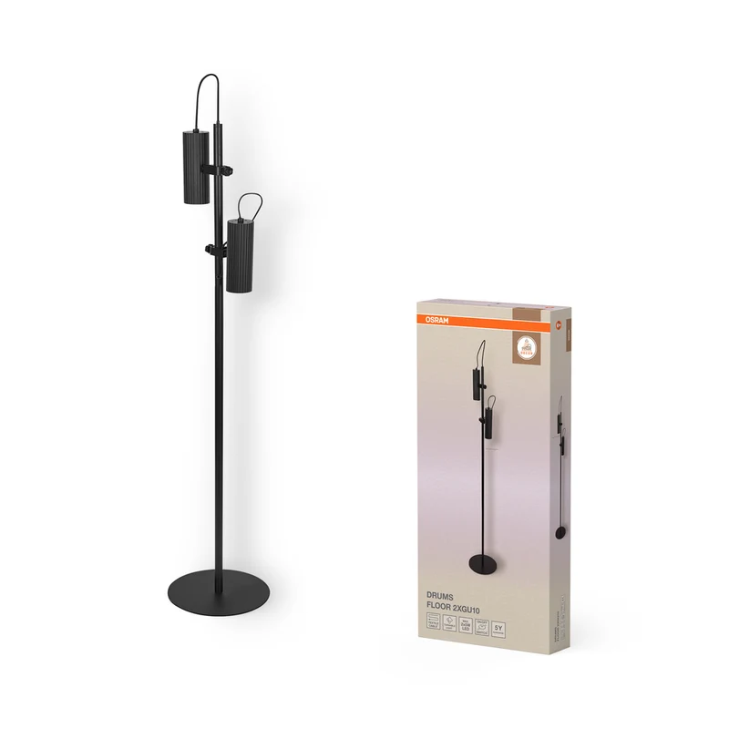 OSRAM DECOR Drums Floor Stehleuchte 2xGU10 Black