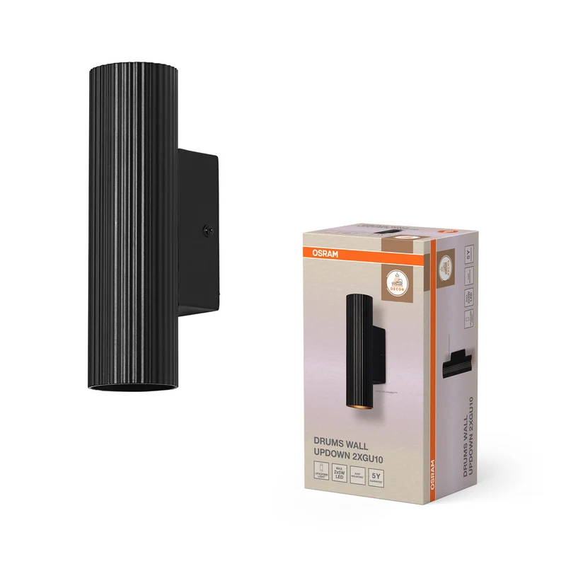OSRAM DECOR Drums Wall Updown Wandleuchte 2xGU10 Black