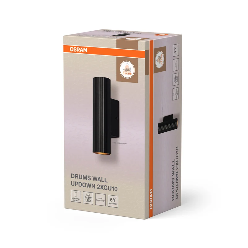 OSRAM DECOR Drums Wall Updown Wandleuchte 2xGU10 Black