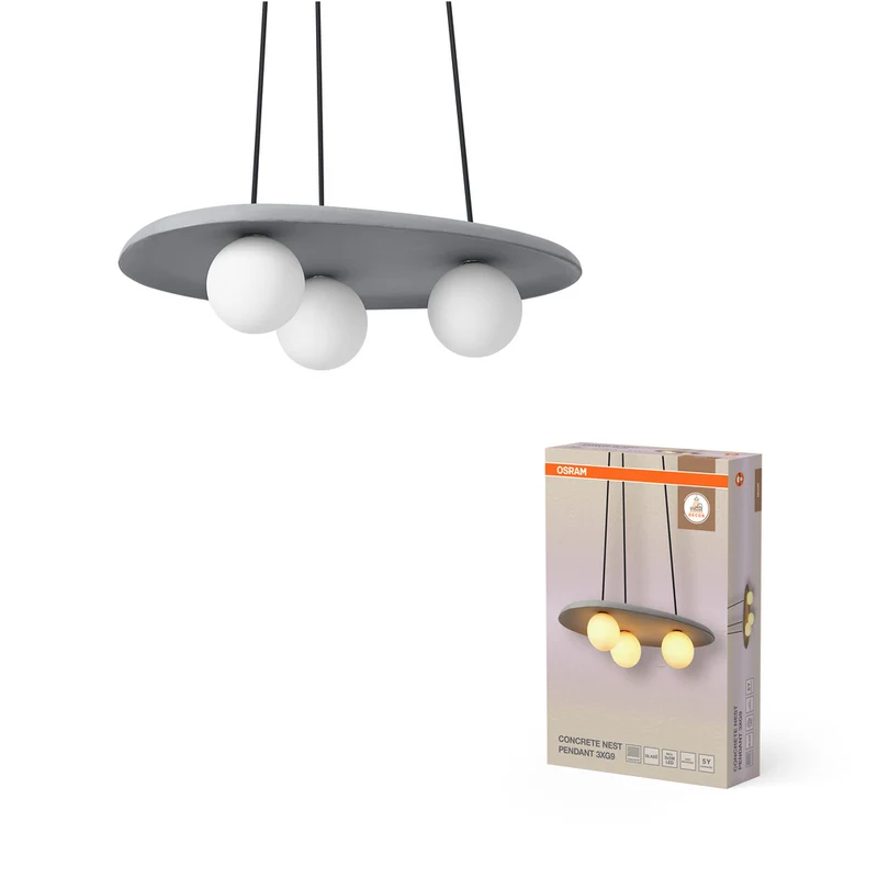 OSRAM DECOR Concrete Nest Pendelleuchte Grau, 3-flammig, G9