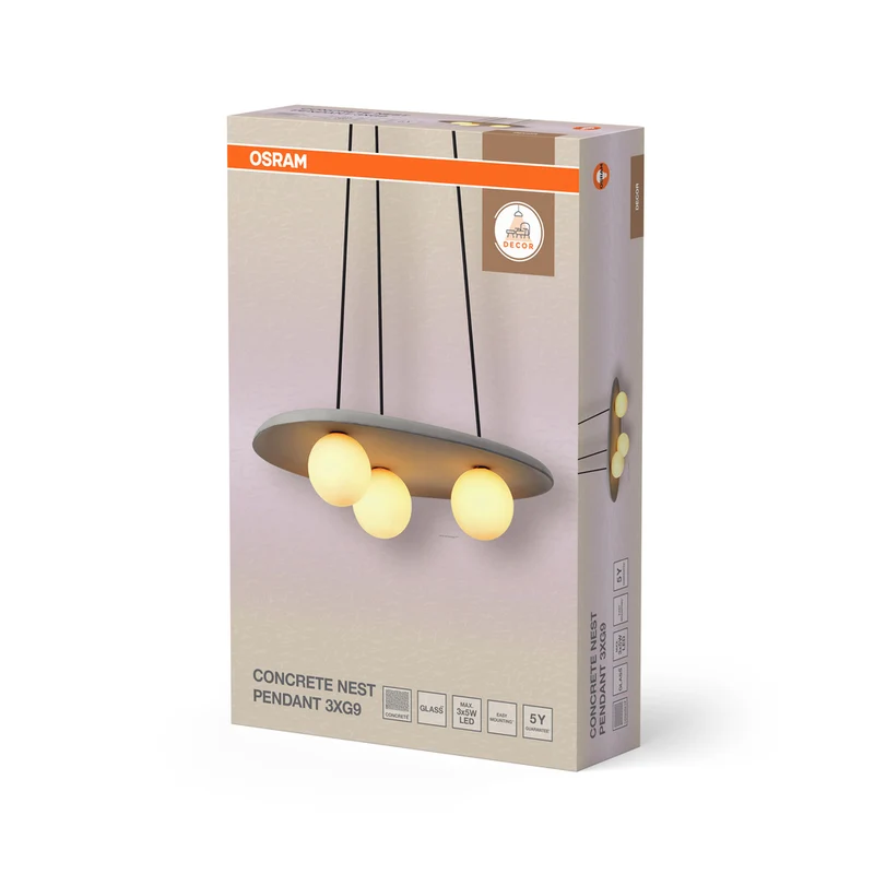 OSRAM DECOR Concrete Nest Pendelleuchte Grau, 3-flammig, G9